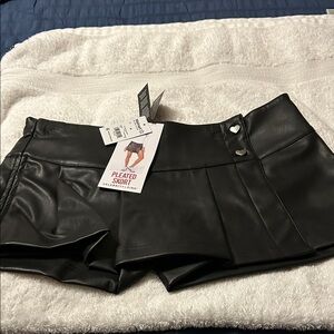 Celebrity Pink Black Faux Leather Skort